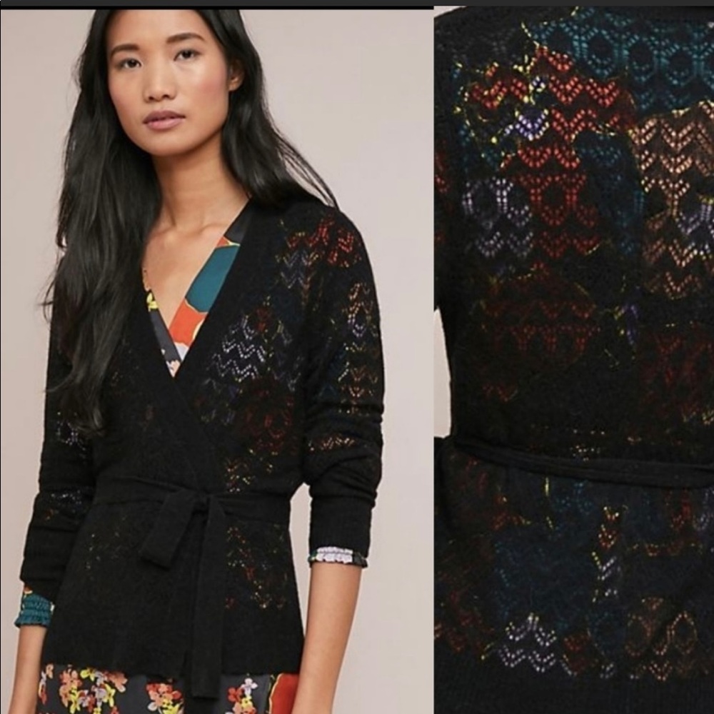 Anthropologie Meadow Rue Wesley Wrap Cardigan w/tie